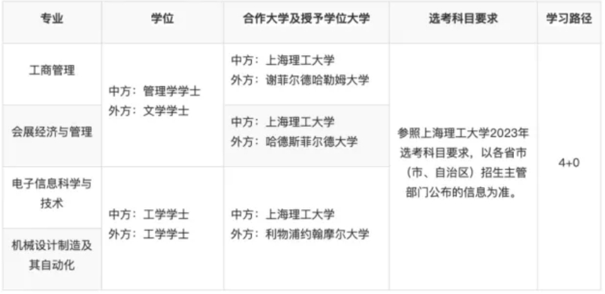 2025上海理工大学中外合作4+0国际本科招生详情一览
