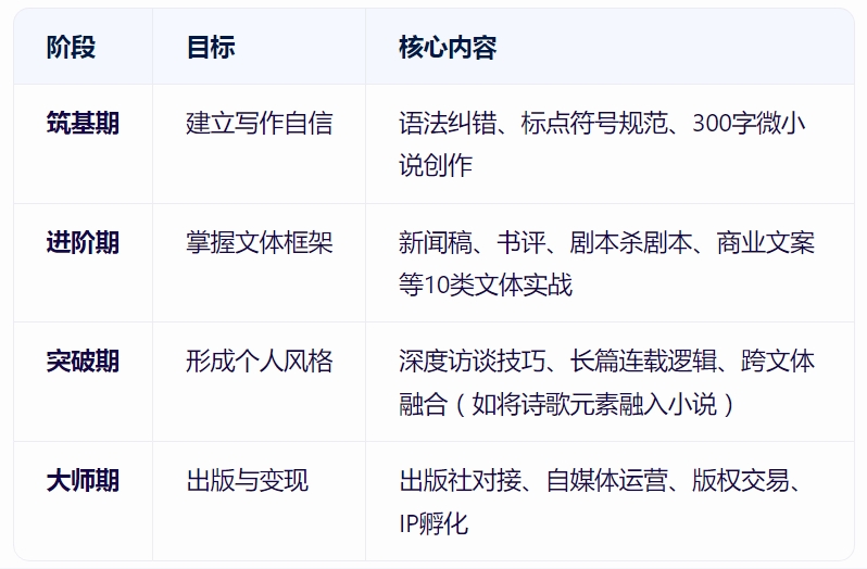 成人写作阶段式进阶路径