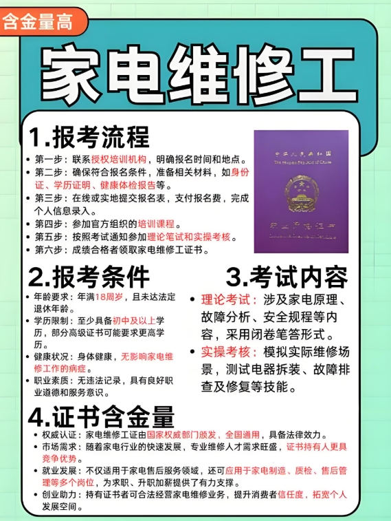 家电维修培训机构，维修技能学习，电工技能培训，电工考证
