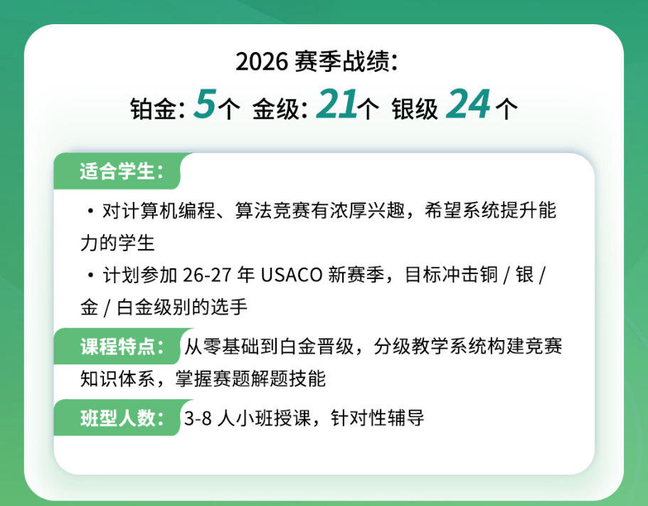 USACO计算机奥赛培训机构